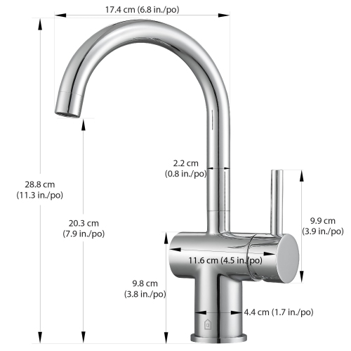 Ancona Aria Single Hole Bathroom Faucet in Chrome