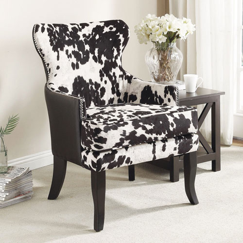 Angus Fabric/Faux Leather Accent Chair - Black/White