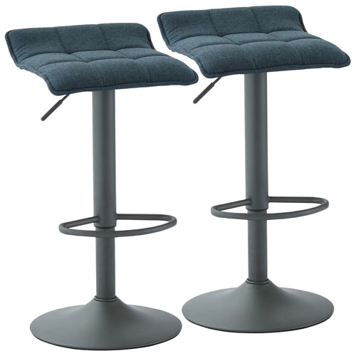 Pluto Air Lift Contemporary Adjustable Height Barstool - Set of 2 - Blue-Grey