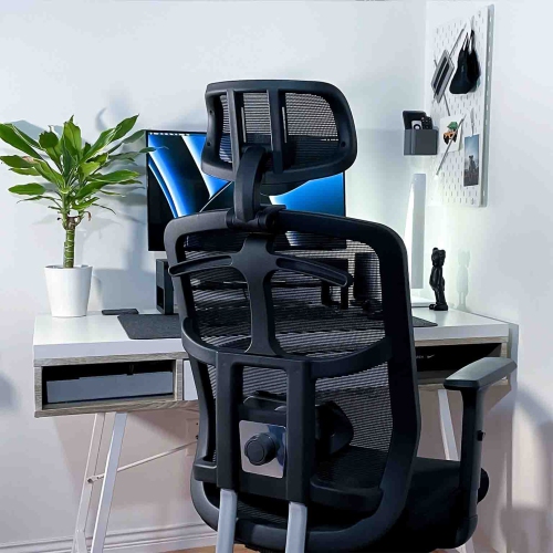 Fauteuil de bureau ergonomique SkyMesh MotionGrey, accoudoirs réglables, dossier haut filet, chaises d'ordinateur parfaites pour les bureaux de jeu à