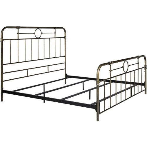 WALKER EDISON  Antiqua Metal Pipe King Size Bed In Bronze