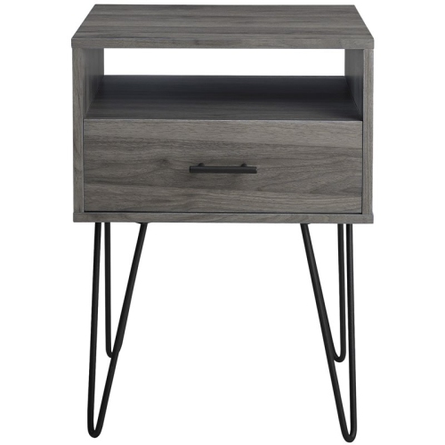 WALKER EDISON 18" Modern Single Drawer Hairpin Leg Side Table - Slate Grey Once put together,  it's very well made and looks great in my bedroom