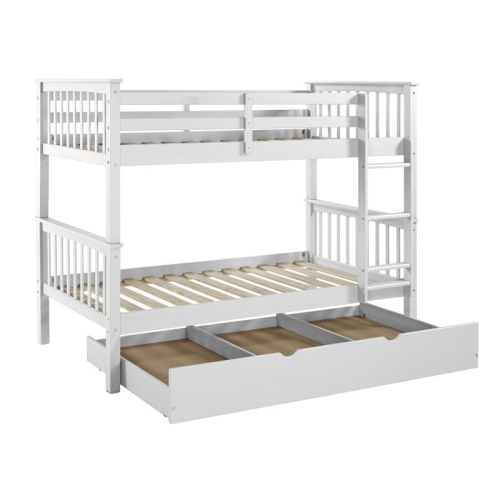 Twin over Twin Solid Wood Mission Design Bunk Bed - White
