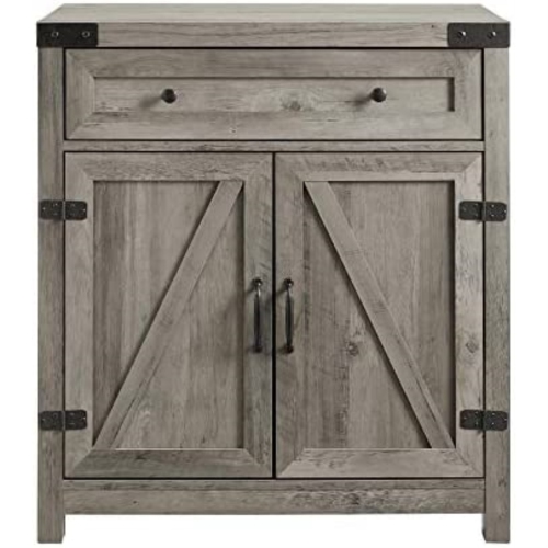 WALKER EDISON  30" Farmhouse Barn Door Accent Cabinet - Wash In Grey