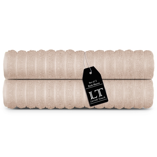 Lavish Touch 100% Cotton 650 GSM Bath Sheets Pack of 2 - Beige