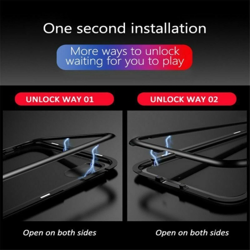 360° Front+Back Clear Tempered Glass Metal Magnetic Case Cover For iPhone 12 Pro