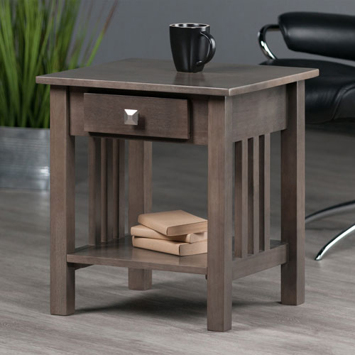 Stafford Transitional Square End Table - Oyster Grey