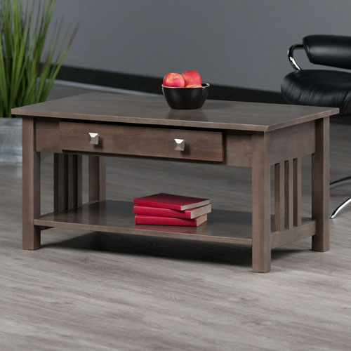Stafford Transitional Rectangular Coffee Table - Oyster Grey