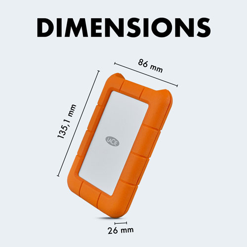 LaCie Rugged 2TB USB-C Portable External Hard Drive for PC/Mac