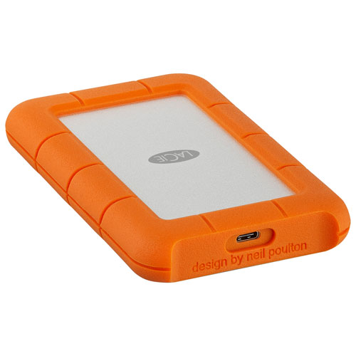 Disque dur externe portatif USB-C Rugged 2 To de LaCie pour PC/Mac - Orange