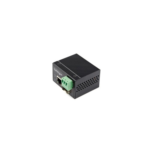 StarTech Industrial Fiber to Ethernet Media Converter - 100Mbps SFP to RJ45/CAT6 SM/MM - Fiber to Copper Network - 12V
