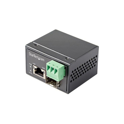 StarTech PoE+ Industrial Fiber to Ethernet Media Converter 30W - SFP to RJ45 - SM/MM Fiber to Gigabit Copper Mini Size