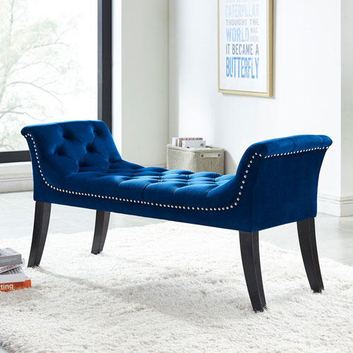Velci Contemporary Polyester Bench - Blue