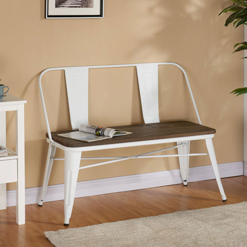 Modus Transitional Bench with Back - White
