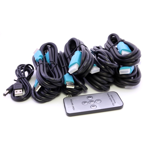 HDMI KVM Switch 4 Port Auto Hotkey USB 2.0 With 4 Set Cable Remote Control - axGear