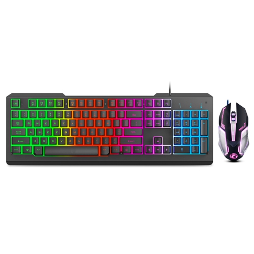 Metal Gaming Keyboard and Mouse Combo USB Wired Floating Keyboard Quiet Ergonomic with RGB Light - axGear