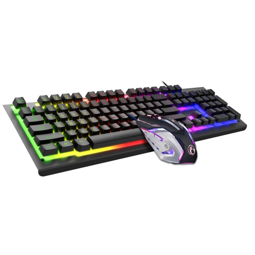 Metal Gaming Keyboard and Mouse Combo USB Wired Floating Keyboard Quiet Ergonomic with RGB Light - axGear