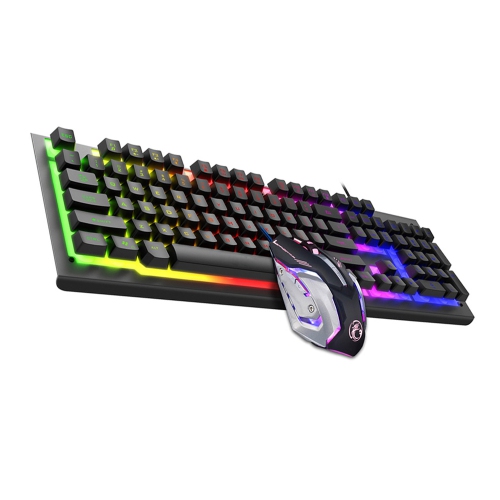 Metal Gaming Keyboard and Mouse Combo USB Wired Floating Keyboard Quiet Ergonomic with RGB Light - axGear