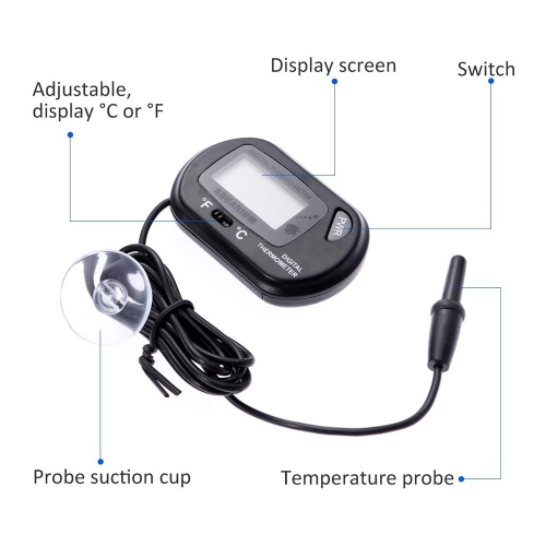 Aquarium Thermometer Digital LCD Water Thermometer with Probe and Suction  Cup Water Temperature Thermometer for Fish Tank Aquarium Marine Reptile  Habitat 