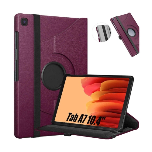 【CSmart】 360 Rotating PU Leather Stand Case Smart Cover for Samsung Tablet Tab A7 10.4" 2020, T500 T505 T507, Purple