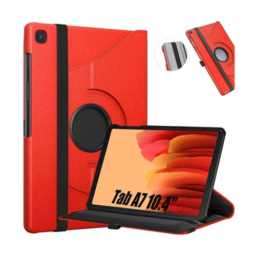 【CSmart】 360 Rotating PU Leather Stand Case Smart Cover for Samsung Tablet Tab A7 10.4" 2020, T500 T505 T507, Red