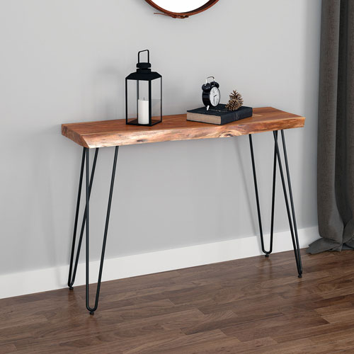 Nila Modern Rectangular Console Table, Console Table Natural Wood