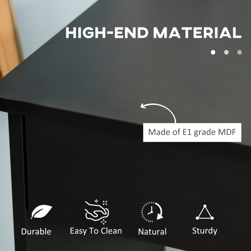 HOMCOM Computer Desk with Storage Drawers, Study Writing Table with Cabinet Adjustable Shelf for Home Office Workstation Bedroom, Black