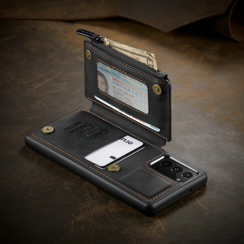 Étui case CasemMe arrière fente carte cuir synthétique mat rétro rabat/support glissière pour Galaxy Note 20 Samsung