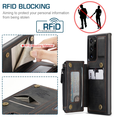 Étui case CasemMe arrière fente carte cuir synthétique mat rétro rabat/support glissière pour Galaxy Note 20 Samsung