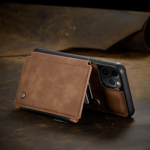 CaseMe Back case Card Slot Retro Matte Synthetic Leather Wallet Zipper Stand Cover for iPhone 12