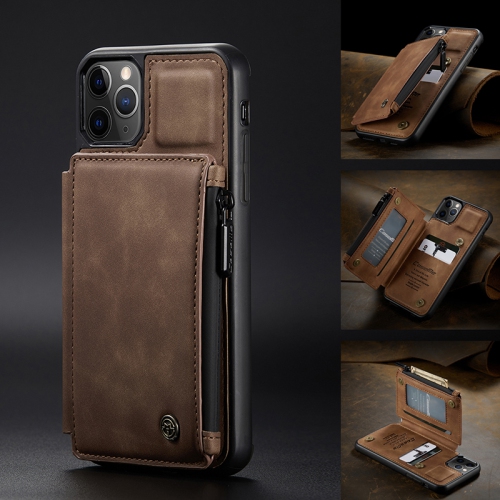 CaseMe Back case Card Slot Retro Matte Synthetic Leather Wallet Zipper Stand Cover for iPhone 12