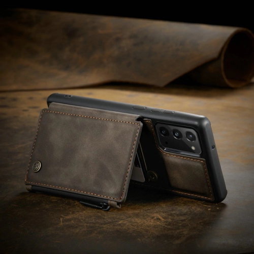 Étui case CasemMe arrière fente carte cuir synthétique mat rétro rabat/support glissière pour Galaxy Note 20 Samsung