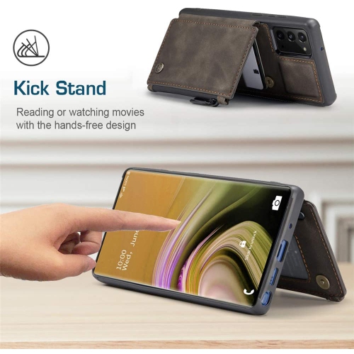 Étui case CasemMe arrière fente carte cuir synthétique mat rétro rabat/support glissière pour Galaxy Note 20 Samsung