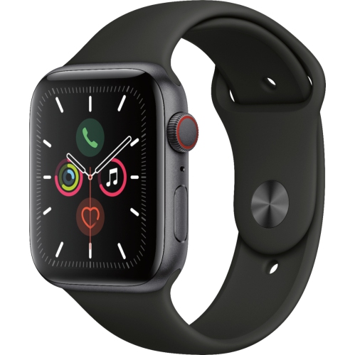 Apple Watch Series 5 (GPS + Cellular) 44mm Space Gray Aluminum with Black  Sport Band * New