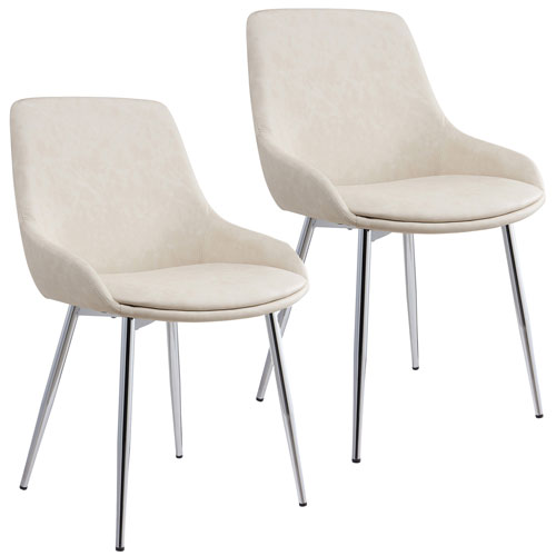 Cassidy Modern Faux Leather Dining, Ivory Faux Leather Dining Chairs
