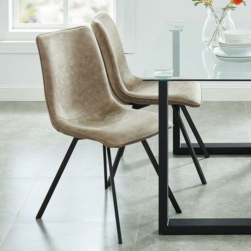 Buren Contemporary Faux Leather Dining, Dining Chairs With Casters Canada