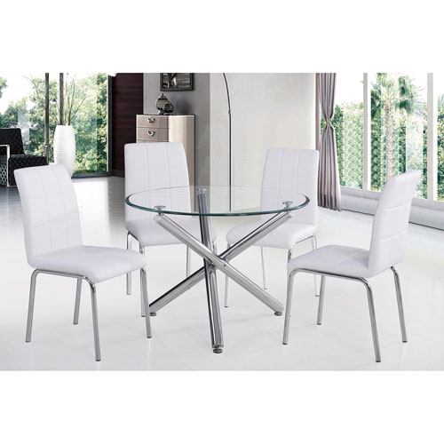 Chaise de salle à manger contemporaine en similicuir Solara II - Ensemble de 4 - Blanc