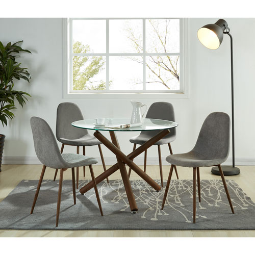 Lyna Modern Fabric Dining Chair - Set of 4 - Grey