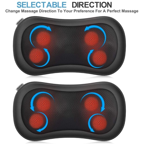RENPHO Back Massager with Heat, Ultra Slim Shiatsu Lower Back Neck Massage Pillow, 3-Speeds with Net Cover Electric Shoulder Massage Pain Relief Gift for Mom/Dad at Car Home Office