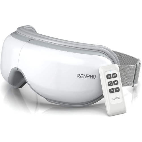 RENPHO [Updated] - Eye Massager with Remote Control & Heat, Compression Bluetooth Music Rechargeable Eye Therapy Massager for Relieve Eye Strain Dark