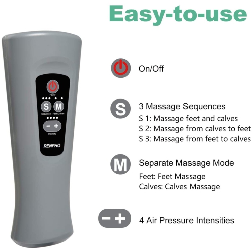 Renpho Leg Massager for Circulation and Pain Relief, Compression Foot and Calf Massager Machine with 5 Modes 4 Intensities, Over Wide Size Leg Wraps Home Use, Gifts for Men Women