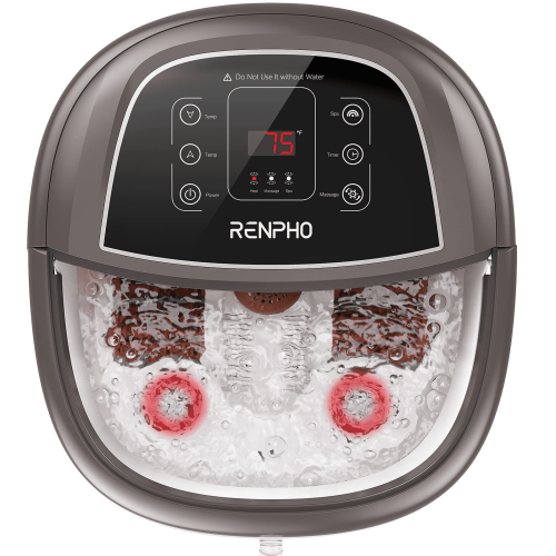 RENPHO Foot Spa Bath Massager, Motorized Massage, Fast Heating, and Powerful Bubble Jets, Automatic Shiatsu Massaging Rollers, Pedicure for Tired Fee