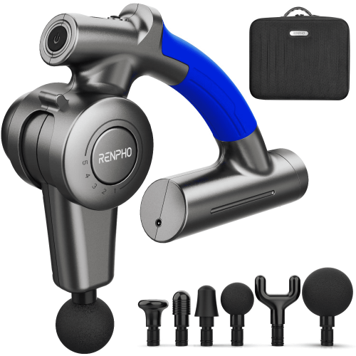 RENPHO Massage Gun with Adjustable Arm, Back Massager Muscle Percussion, Portable Case Percussion Massagers for Self Athletes Muscle and Stiffness Foot Hand Pain Relief