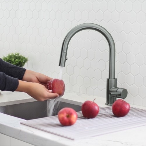 STYLISH Kitchen Sink Faucet Single Handle Pull Down Dual Mode Stainless Steel in GunMetal K-131P