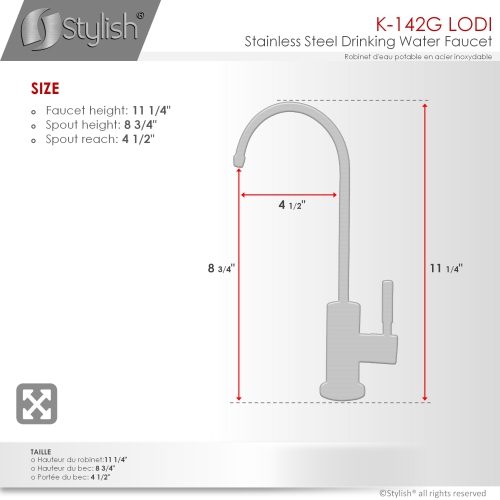 Stylish Lodi One-Handle Brushed Gold Water Tap Faucet 11¼" K-142G