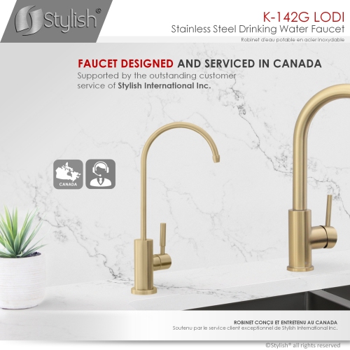 Stylish Lodi One-Handle Brushed Gold Water Tap Faucet 11¼" K-142G