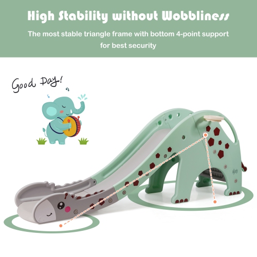 Gymax 3 in 1 Kids Climber Slide Play Set w/ Basketball Hoop Indoor Outdoor Yellow/Green