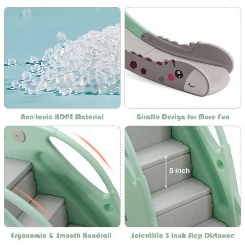 Gymax 3 in 1 Kids Climber Slide Play Set w/ Basketball Hoop Indoor Outdoor Yellow/Green