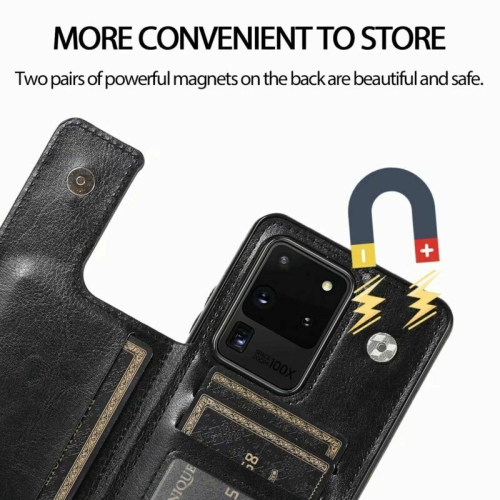 Leather Flip Wallet Case Card Holder Phone Back Cover for Samsung Galaxy S20 Plus