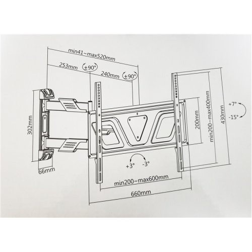 Pro HD - Ultra-Slim Full Motion PLASMA LED LCD TV Wall Mount, VESA 600x400, 37 '' to 70 ''
